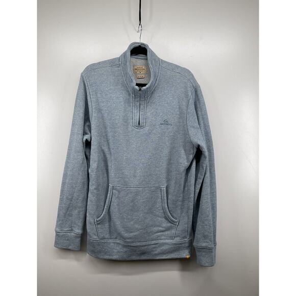 Quicksilver Waterman 1/4 Zip Sweater Mens Sz M Light Blue Pullover Sweatshirt - Picture 2 of 12
